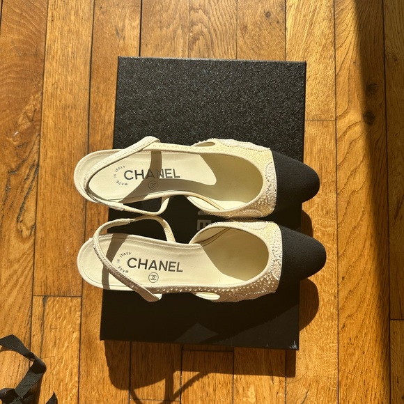 Chanel cream pearl beaded sequin bridal slingback limited edition 36.5 - Picture 10 of 10